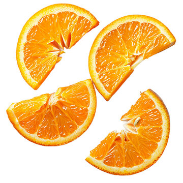 Fresh Orange Wedges Arranged Isolated On Transparent Background
