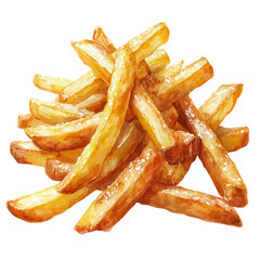 Watercolor painting of French Fries, vector illustration, isolated on white background.