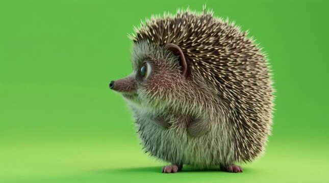 Cute Hedgehog Illustration Smiling Cartoon Character green screne