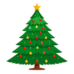 Fototapeta premium Christmas Tree with Ornaments and Star
