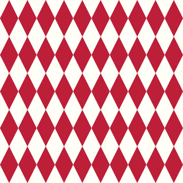 Harlequin geometric seamless pattern. Circus and carnival aesthetic vector background. Checkered diamond plaid vintage wallpaper. Holiday and celebration allover print for fabric, paper, package