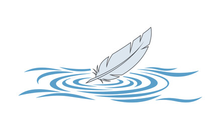 Feather touching water surface creating ripples vector illustration simple style © star