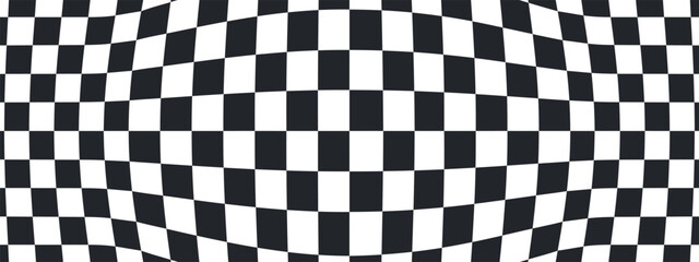 Classic black and white chessboard grid with alternating squares creates a timeless racing finish line design perfect for vintage motorsport illustrations and retro graphics.