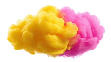Bright yellow and magenta cotton candy cloud high resolution on transparent background