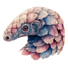 Fototapeta premium A watercolor painting of Pangolin Head, vector illustration on white background.