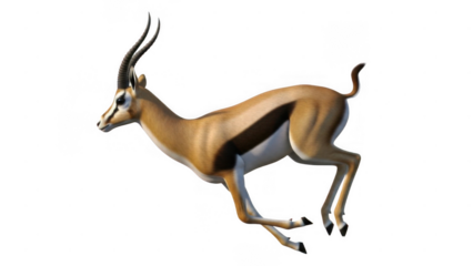 Graceful gazelle in full stride, displaying its agility and speed against a dark background