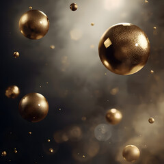 AI Image Of Golden Sphere Floating In Black Void