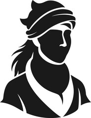 Stylized portrait of a man wearing a turban and traditional clothing