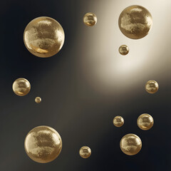 AI Image Of Golden Spheres Floating In Black Void