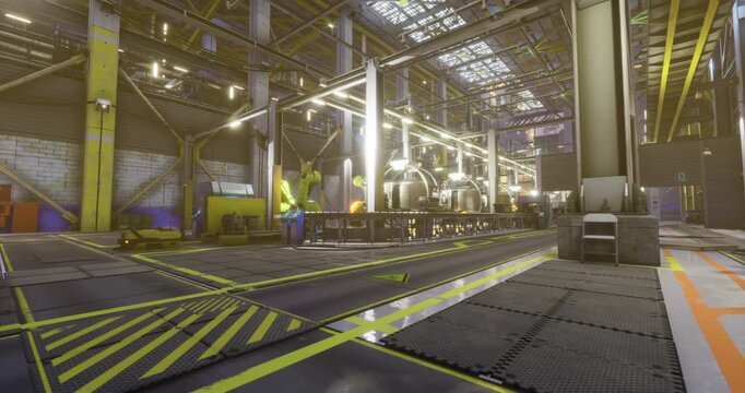 Brightly lit industrial space showcases advanced machinery and equipment. The clean floor and organized layout indicate an efficient manufacturing process taking place in the factory.