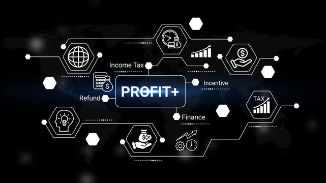 this image visually represents the complex network of global finance showcasing concepts like income tax profit refund and incentive through interconnected icons high quality professional detailed
