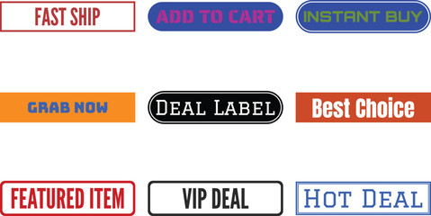 a set of sale labels and buttons on a white background