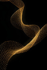 AI Image Of Golden Grid Wave In Black Void