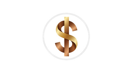 Fototapeta premium A golden dollar sign on a white background symbolizes wealth, finance, and economic success, perfect for investment and business themes and more.