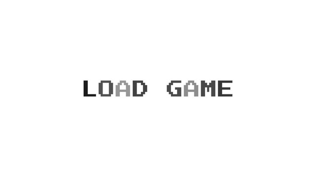 Load Game Pixel Text on White Background. Retro Arcade Menu Screen