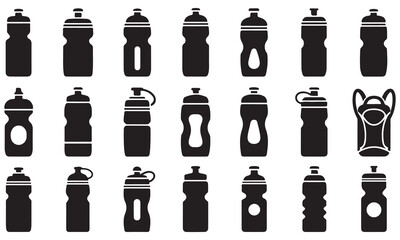 Collection of Black Silhouette Water Bottles and Hydration Pack