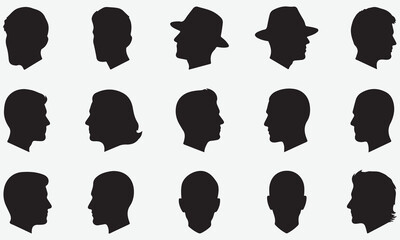 Diverse Human Head Silhouettes in Black and White