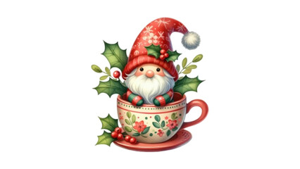 Vector santa claus and a cup of coffee