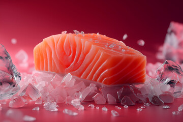 Close-up of sushi salmon fish, Japanese sushi collection. Sashimi sushi set with chopsticks and soy