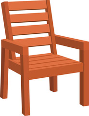 Modern orange wooden chair with armrests and slatted back