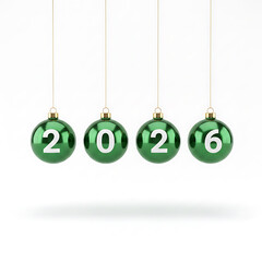 Happy New Year 2026 Hanging Green Holiday Baubles