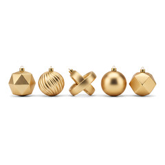 Collection of Assorted Gold Geometric Christmas Ornaments