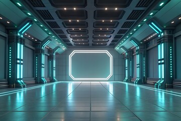 empty corridor in modern office building background backdrop 