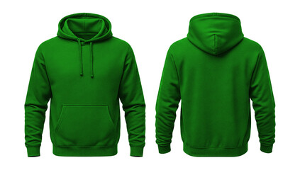Blank Green Hoodie Mockup Front and Back Isolated on White Background © Drip