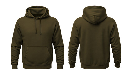 Dark Brown Hoodie Mockup Front and Back Isolated on White Background © Drip