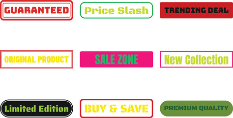Colorful sale labels isolated on transparent background