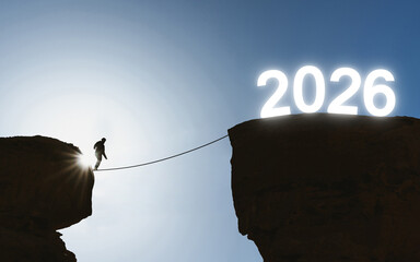 2026 new year concept, a man challenge to new year 2026	

