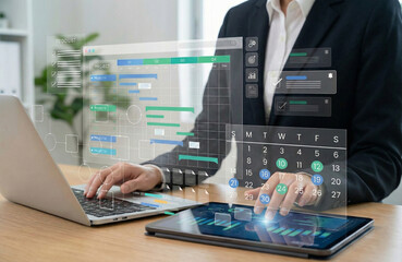 Digital project and task management dashboard with AI for task planning, progress tracking, timeline scheduling, calendar workflow and Gantt chart automation to productivity and strategic goal