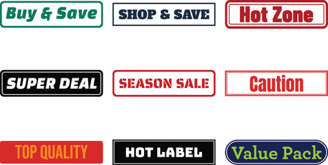 Set of various shopping labels isolated on transparent background