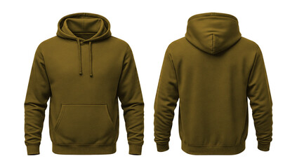 Blank Brown Hoodie Mockup Front and Back Isolated on White Background © Drip