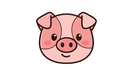 Cute Pig Face Illustration: Adorable Cartoon Animal Head for Children's Designs