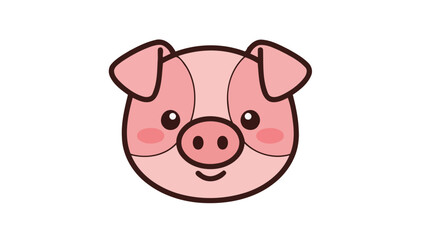 Cute Pink Pig Face Cartoon Illustration - Adorable Farm Animal Head for Design