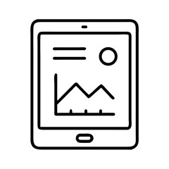 Tablet displaying graph and data illustration in minimalist style  