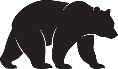 A black silhouette of a bear standing on all fours with a transparent background