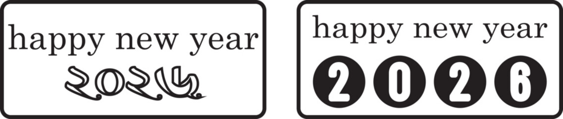 2026 New Year on black background. Modern 2026 year Template. New Year 2026 Social media post template. Image of silver 2026 with 'Happy New Year