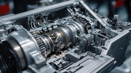 Detailed Cutaway View of a Modern Automotive Transmission System