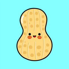 Cute smiling peanut character feeling happy