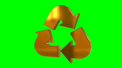 Recycling ecology golden isolated 3d spectacular symbol illustration