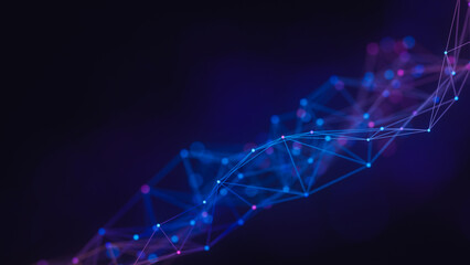Abstract technology background big data visualization analysis network connection geometric dots and lines particles plexus structure. Science background. 3d rendering.
