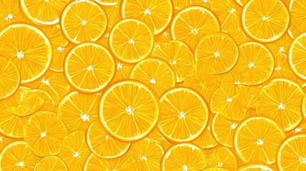Bright citrus fruit slices create a dense, vibrant background pattern