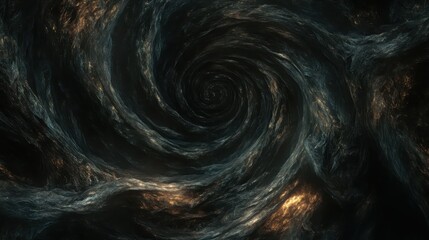 Abstract swirling vortex of dark metallic dust particles