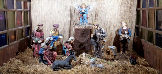  A nativity scene in front of a Roman Catholic church in Budapest