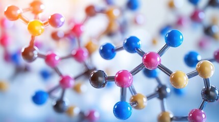 Close up view of colorful molecular models representing science