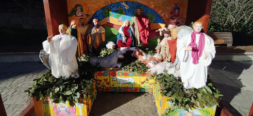 A nativity scene in front of a Roman Catholic church in Budapest
