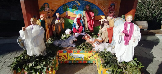  A nativity scene in front of a Roman Catholic church in Budapest