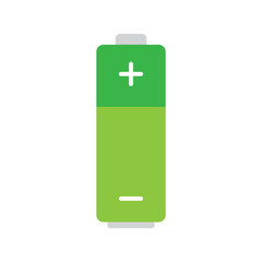 Fully Charged Battery Icon. Green Battery. Vector Illustration
